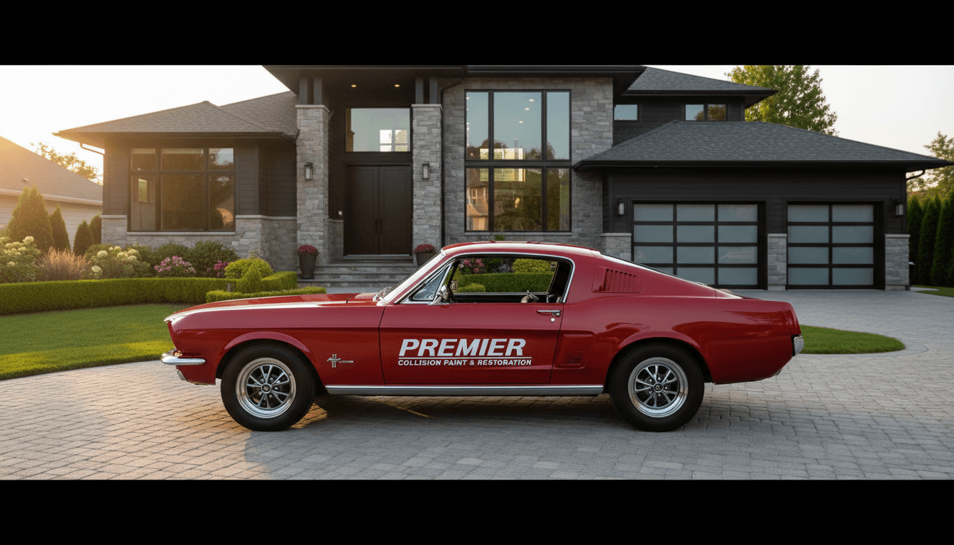 Complete profile view of pristine 1990s classic vehicle in modern luxury garage showroom with professional lighting